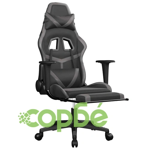 Масажен гейминг стол с подложка черно и cиво изкуствена кожа ➤ топ цена ➤ sorbe.bg