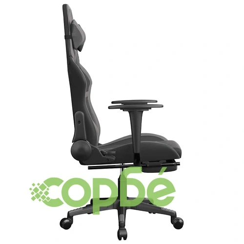 Масажен гейминг стол с подложка черно и cиво изкуствена кожа ➤ топ цена ➤ sorbe.bg