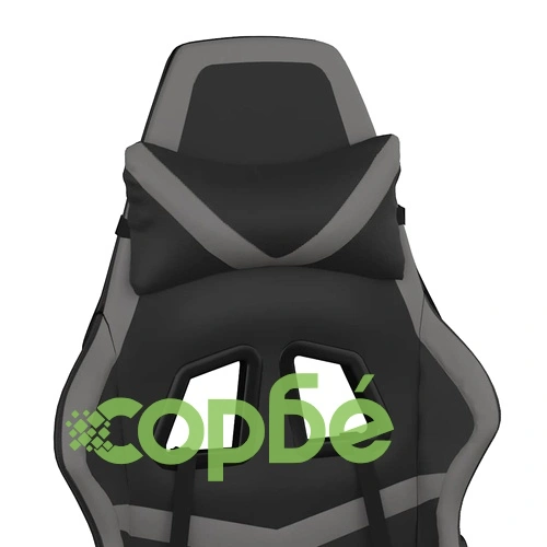 Масажен гейминг стол с подложка черно и cиво изкуствена кожа ➤ топ цена ➤ sorbe.bg