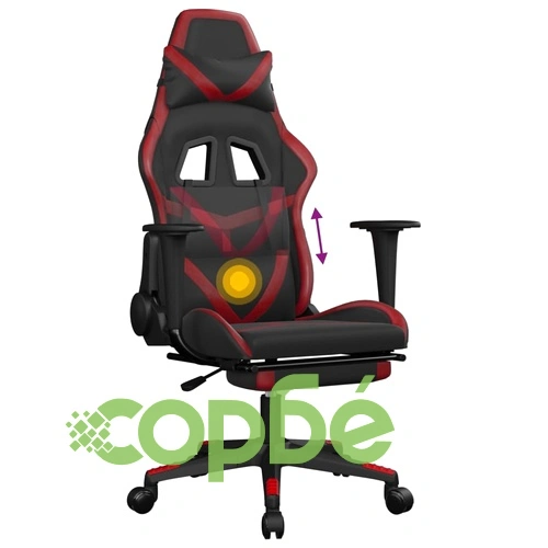 Масажен гейминг стол с подложка черно/червено изкуствена кожа ➤ топ цена ➤ sorbe.bg