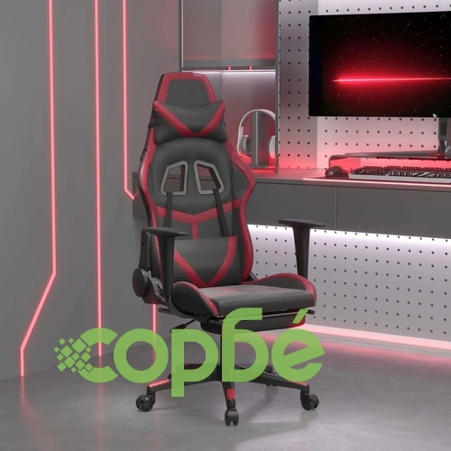 Масажен гейминг стол с подложка черно/червено изкуствена кожа ➤ топ цена ➤ sorbe.bg