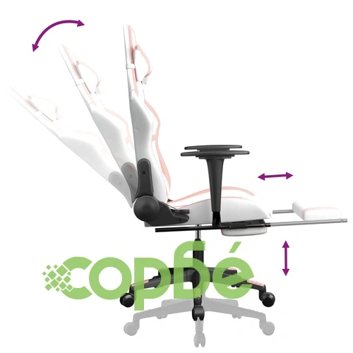 Масажен гейминг стол с подложка бяло/розово изкуствена кожа ➤ топ цена ➤ sorbe.bg