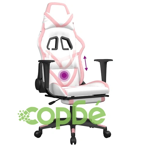 Масажен гейминг стол с подложка бяло/розово изкуствена кожа ➤ топ цена ➤ sorbe.bg