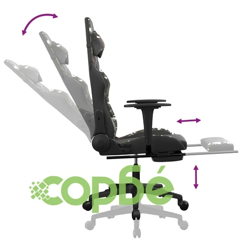 Масажен гейминг стол с опора черно-камуфлаж изкуствена кожа ➤ топ цена ➤ sorbe.bg