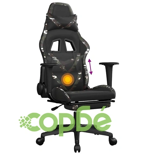 Масажен гейминг стол с опора черно-камуфлаж изкуствена кожа ➤ топ цена ➤ sorbe.bg