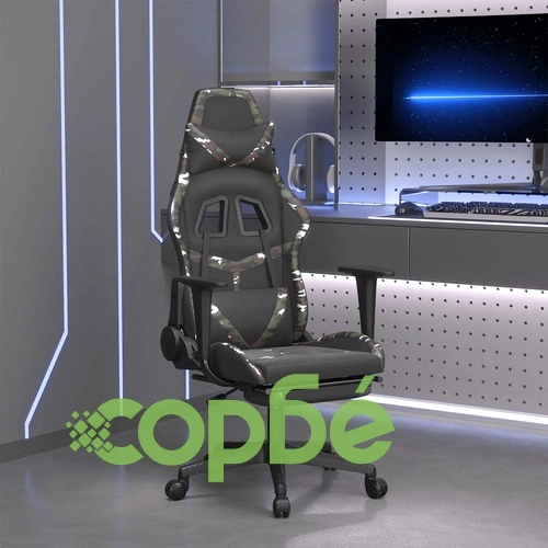 Масажен гейминг стол с опора черно-камуфлаж изкуствена кожа ➤ топ цена ➤ sorbe.bg