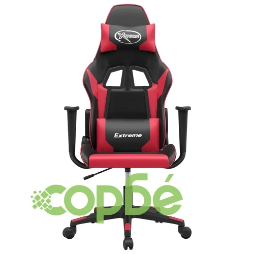 Масажен гейминг стол, черно и червено, изкуствена кожа ➤ топ цена ➤ sorbe.bg