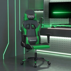 Масажен гейминг стол, черно и зелено, изкуствена кожа