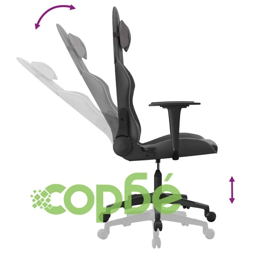 Масажен гейминг стол, черно и сиво, изкуствена кожа ➤ топ цена ➤ sorbe.bg