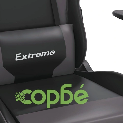 Масажен гейминг стол, черно и сиво, изкуствена кожа ➤ топ цена ➤ sorbe.bg