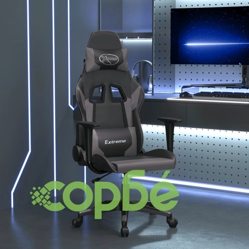 Масажен гейминг стол, черно и сиво, изкуствена кожа ➤ топ цена ➤ sorbe.bg