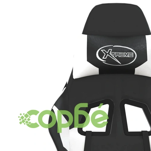 Масажен гейминг стол, черно и бяло, изкуствена кожа ➤ топ цена ➤ sorbe.bg