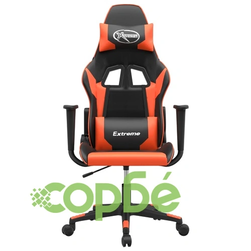 Масажен гейминг стол, черно и оранжево, изкуствена кожа ➤ топ цена ➤ sorbe.bg