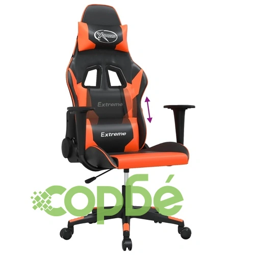 Масажен гейминг стол, черно и оранжево, изкуствена кожа ➤ топ цена ➤ sorbe.bg