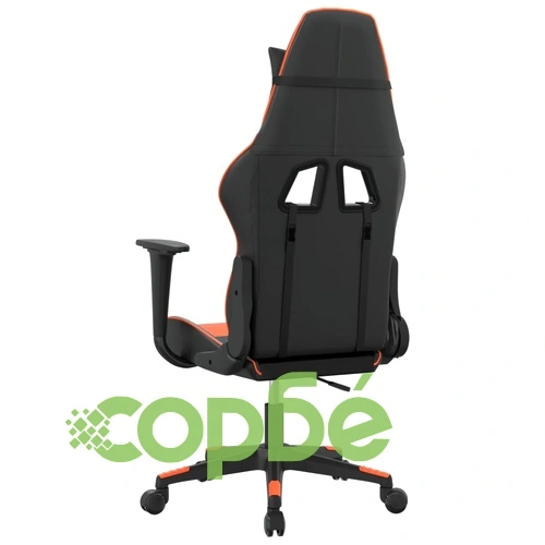 Масажен гейминг стол, черно и оранжево, изкуствена кожа ➤ топ цена ➤ sorbe.bg