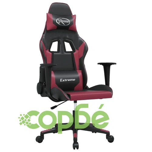 Масажен гейминг стол, черно и виненочервено, изкуствена кожа ➤ топ цена ➤ sorbe.bg