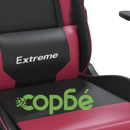 Масажен гейминг стол, черно и виненочервено, изкуствена кожа ➤ топ цена ➤ sorbe.bg