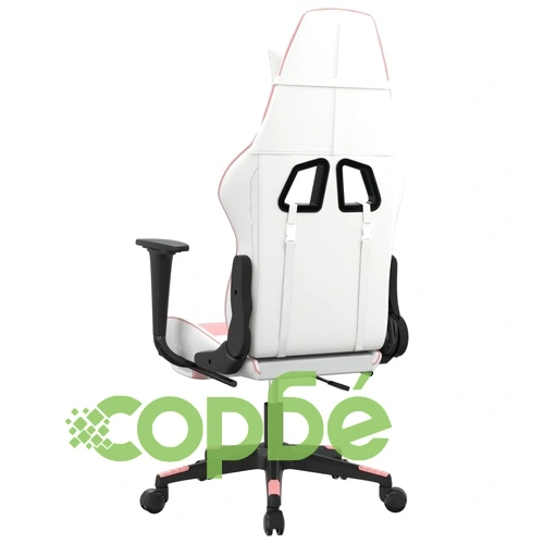 Масажен гейминг стол, бяло и розово, изкуствена кожа ➤ топ цена ➤ sorbe.bg