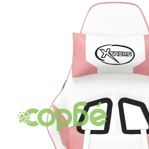 Масажен гейминг стол, бяло и розово, изкуствена кожа ➤ топ цена ➤ sorbe.bg