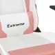 Масажен гейминг стол, бяло и розово, изкуствена кожа