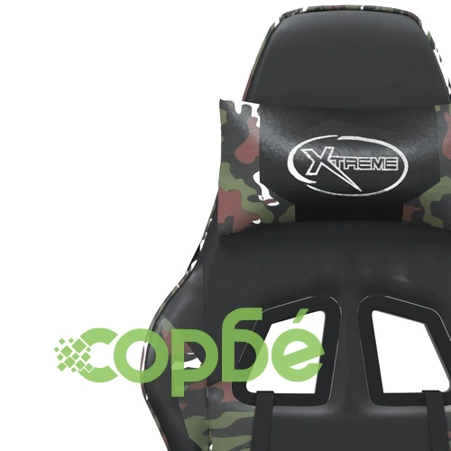 Масажен гейминг стол, черно и камуфлаж, изкуствена кожа ➤ топ цена ➤ sorbe.bg