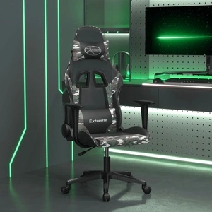 Масажен гейминг стол, черно и камуфлаж, изкуствена кожа