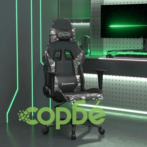 Масажен гейминг стол, черно и камуфлаж, изкуствена кожа ➤ топ цена ➤ sorbe.bg