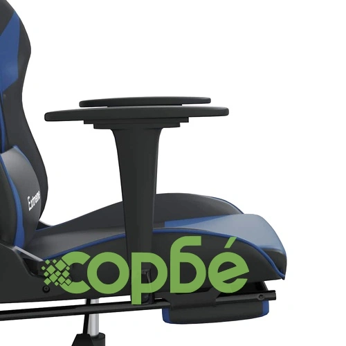 Масажен гейминг стол с опора за крака черно-син изкуствена кожа ➤ топ цена ➤ sorbe.bg