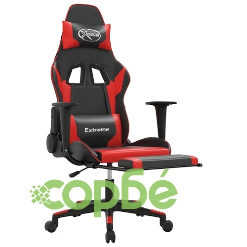 Масажен гейминг стол с подложка черно и червено изкуствена кожа ➤ топ цена ➤ sorbe.bg