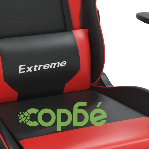 Масажен гейминг стол с подложка черно и червено изкуствена кожа ➤ топ цена ➤ sorbe.bg