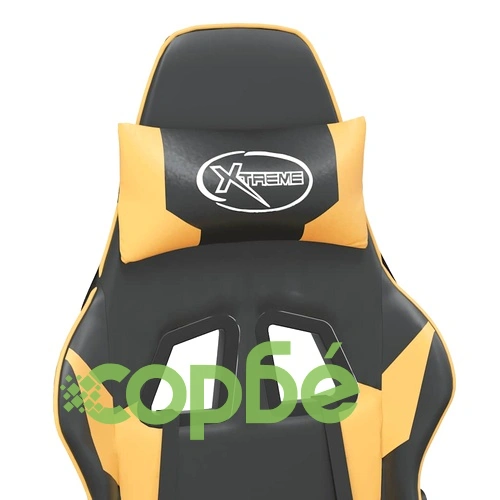 Масажен гейминг стол с подложка черно/златисто изкуствена кожа ➤ топ цена ➤ sorbe.bg