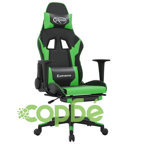 Масажен гейминг стол с подложка черно и зелено изкуствена кожа ➤ топ цена ➤ sorbe.bg