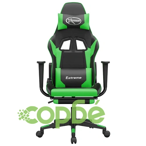 Масажен гейминг стол с подложка черно и зелено изкуствена кожа ➤ топ цена ➤ sorbe.bg