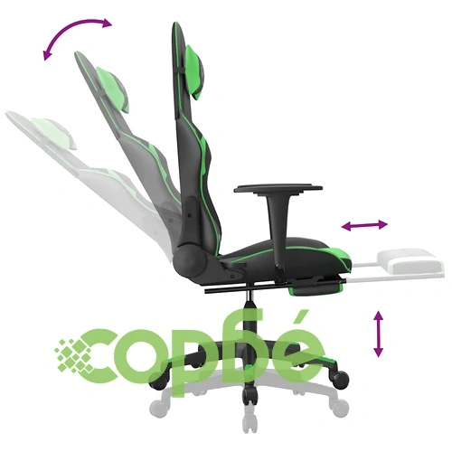 Масажен гейминг стол с подложка черно и зелено изкуствена кожа ➤ топ цена ➤ sorbe.bg