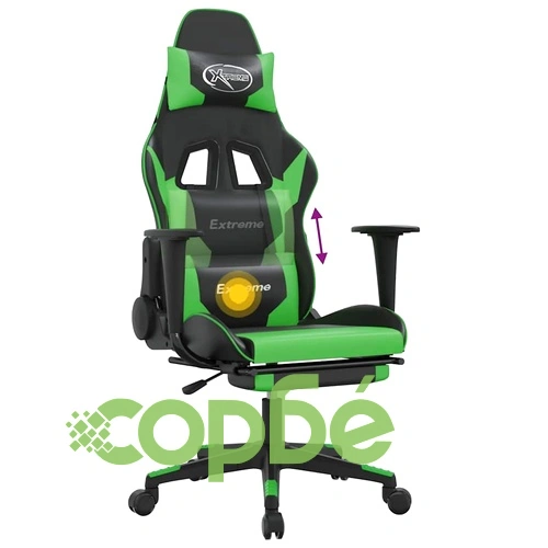 Масажен гейминг стол с подложка черно и зелено изкуствена кожа ➤ топ цена ➤ sorbe.bg