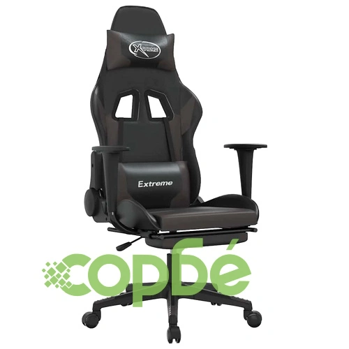 Масажен гейминг стол с подложка черно и cиво изкуствена кожа ➤ топ цена ➤ sorbe.bg