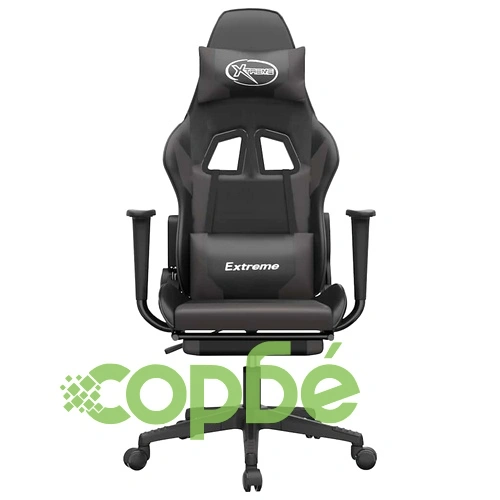 Масажен гейминг стол с подложка черно и cиво изкуствена кожа ➤ топ цена ➤ sorbe.bg