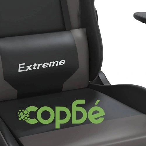 Масажен гейминг стол с подложка черно и cиво изкуствена кожа ➤ топ цена ➤ sorbe.bg