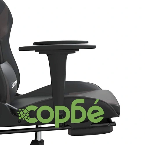 Масажен гейминг стол с подложка черно и cиво изкуствена кожа ➤ топ цена ➤ sorbe.bg