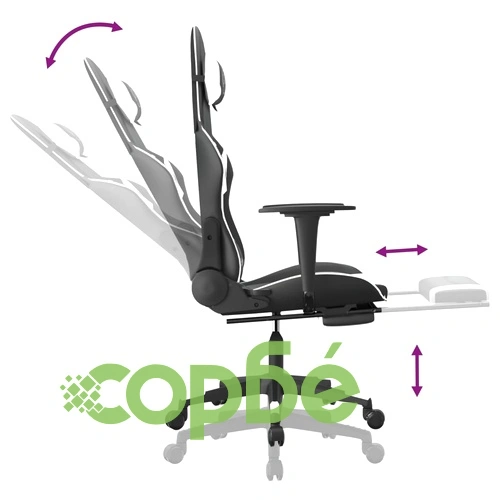 Масажен гейминг стол с опора за крака черно-бял изкуствена кожа ➤ топ цена ➤ sorbe.bg