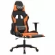 Масажен гейминг стол с подложка, черно/оранжев, изкуствена кожа