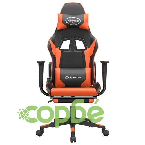 Масажен гейминг стол с подложка, черно/оранжев, изкуствена кожа ➤ топ цена ➤ sorbe.bg