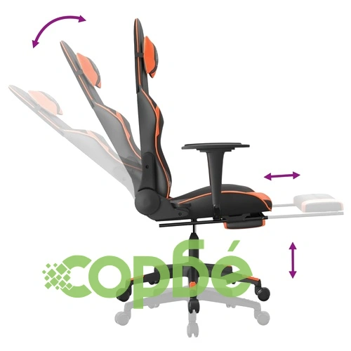 Масажен гейминг стол с подложка, черно/оранжев, изкуствена кожа ➤ топ цена ➤ sorbe.bg