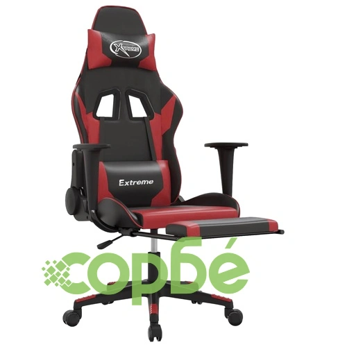 Масажен гейминг стол с подложка черно/червено изкуствена кожа ➤ топ цена ➤ sorbe.bg