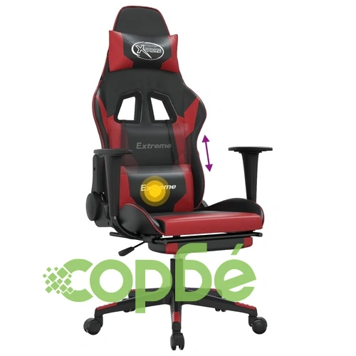 Масажен гейминг стол с подложка черно/червено изкуствена кожа ➤ топ цена ➤ sorbe.bg