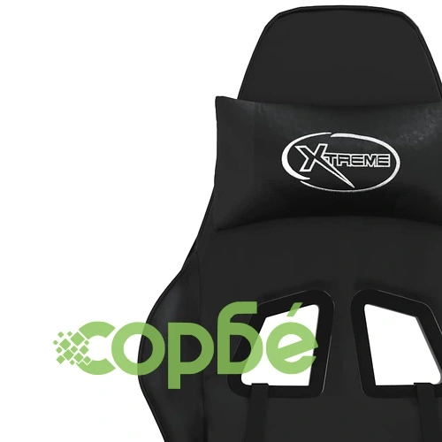 Масажен гейминг стол с опора за крака, черен, изкуствена кожа ➤ топ цена ➤ sorbe.bg