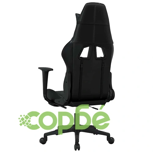 Масажен гейминг стол с опора за крака, черен, изкуствена кожа ➤ топ цена ➤ sorbe.bg