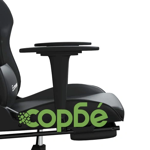 Масажен гейминг стол с опора за крака, черен, изкуствена кожа ➤ топ цена ➤ sorbe.bg