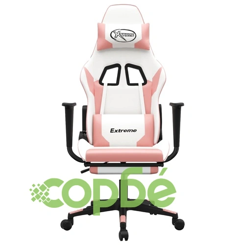 Масажен гейминг стол с подложка бяло/розово изкуствена кожа ➤ топ цена ➤ sorbe.bg