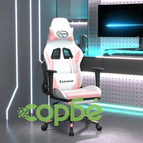 Масажен гейминг стол с подложка бяло/розово изкуствена кожа ➤ топ цена ➤ sorbe.bg